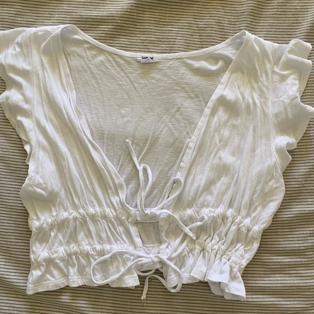 Garage White Tie Front Top